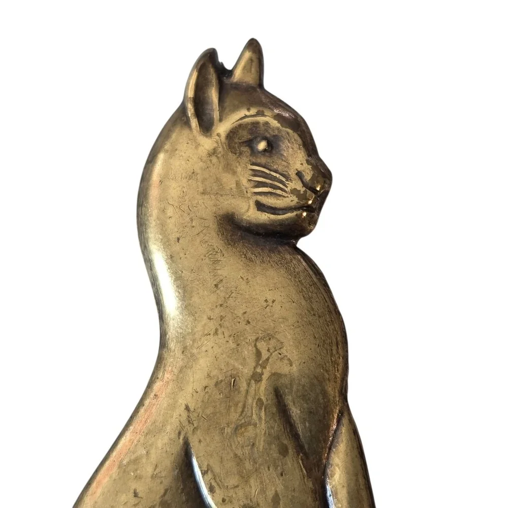 Regal Cat Pin Brooch Kitty Kitten Gold‎ Tone Aged Brass Patina 2.5